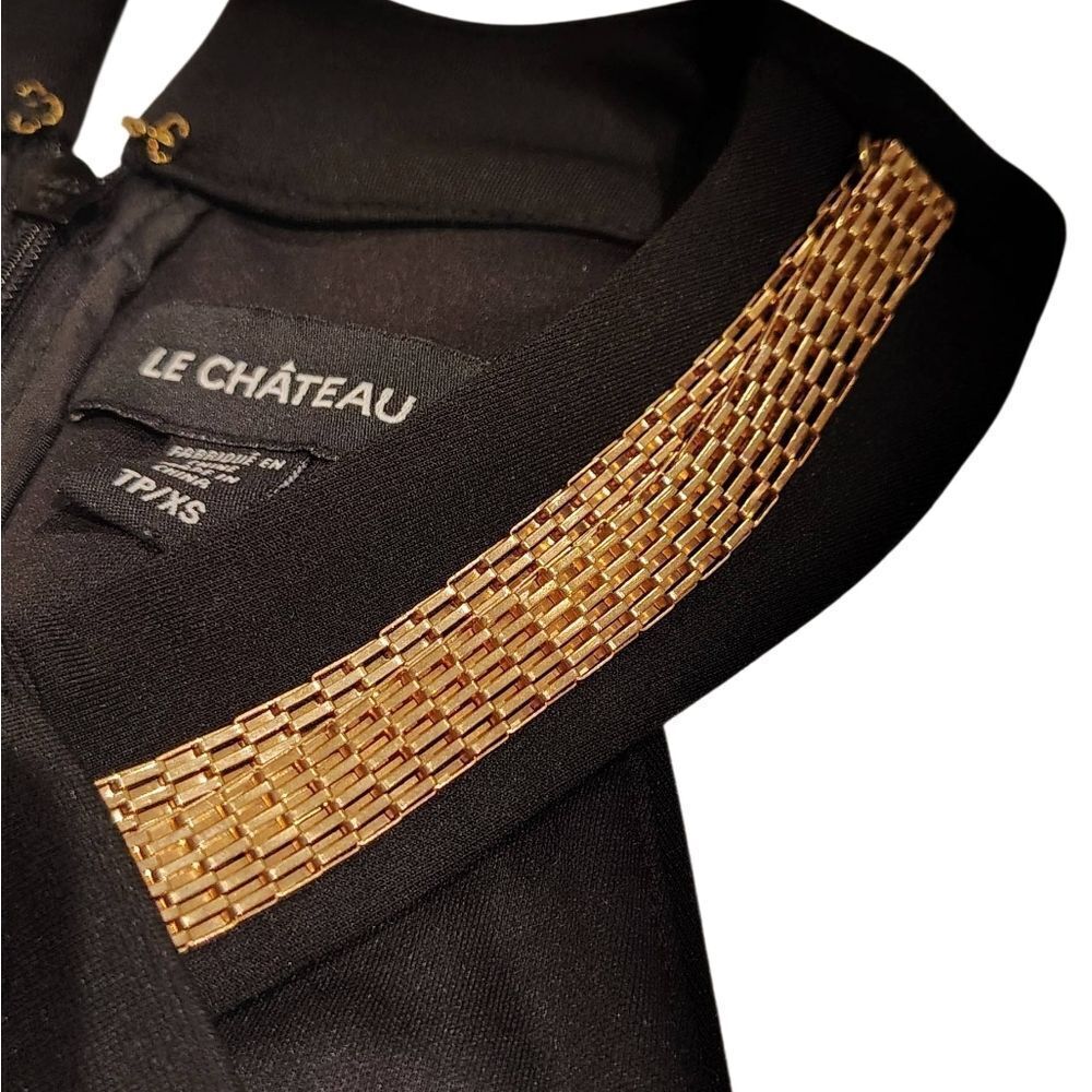 Le Chateau Black Halter Mini Dress with Gold Neck Chain Sx Xsmall Holiday Party - Picture 9 of 16
